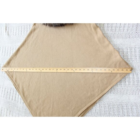 Michael Kors Faux Fur Trim Poncho Sweater size Small Preppy Winter Chic Mobwife - Picture 2 of 7